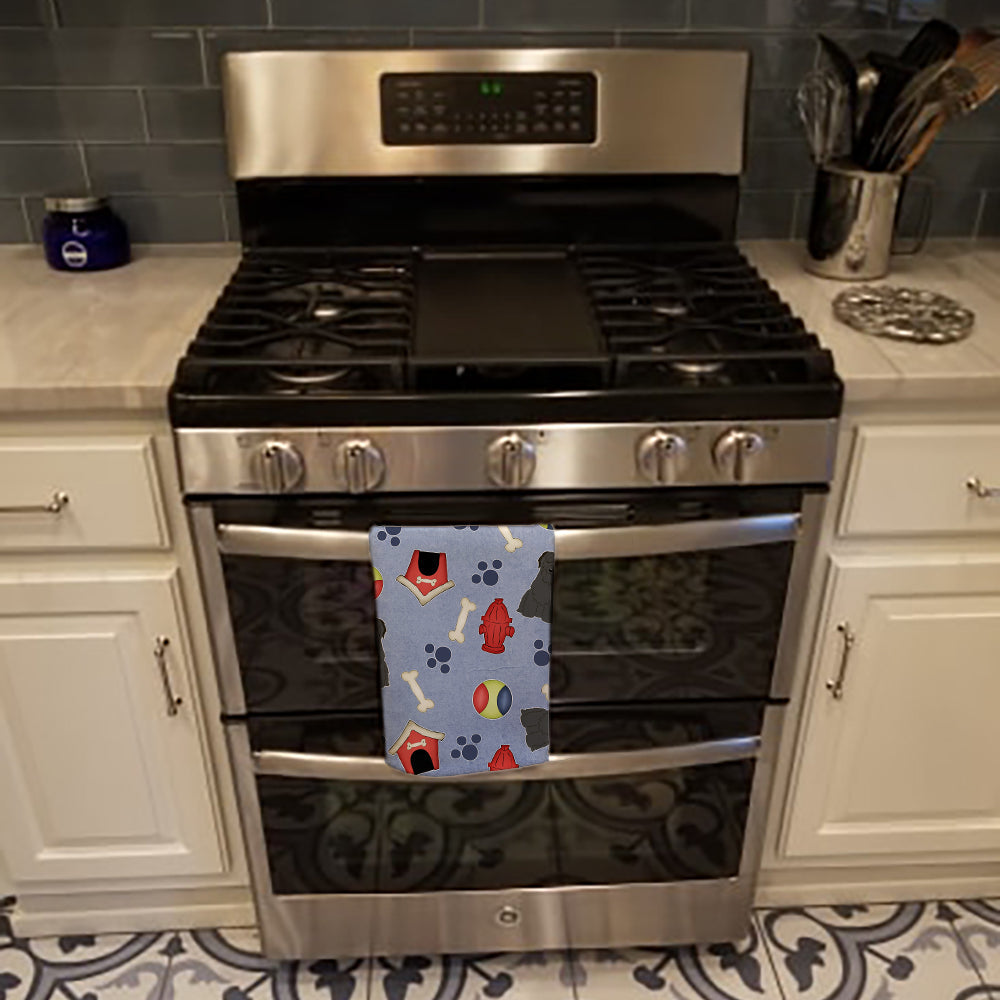 Dog House Collection Briard Black Kitchen Towel Velour Plush Front and Cotton Loop Back Machine Washable