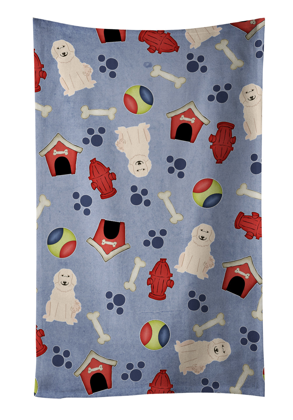Dog House Collection Great Pyrenese Kitchen Towel Velour Plush Front and Cotton Loop Back Machine Washable
