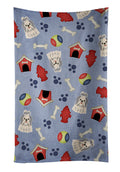 Dog House Collection Shih Tzu Silver White Kitchen Towel Velour Plush Front and Cotton Loop Back Machine Washable