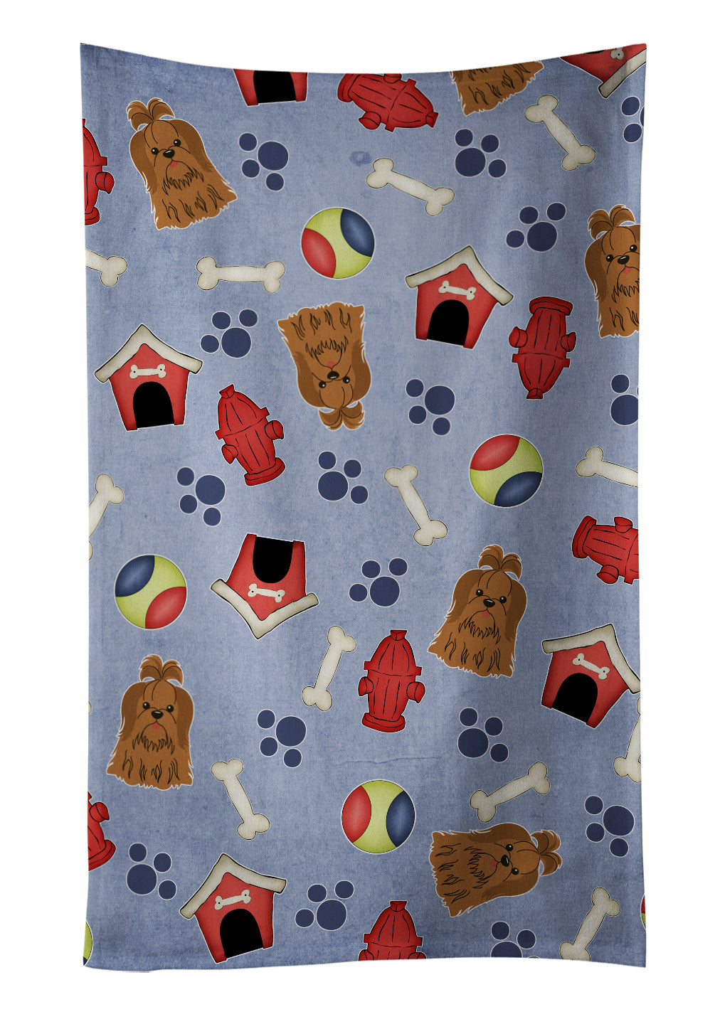 Dog House Collection Shih Tzu Silver Chocolate Kitchen Towel Velour Plush Front and Cotton Loop Back Machine Washable