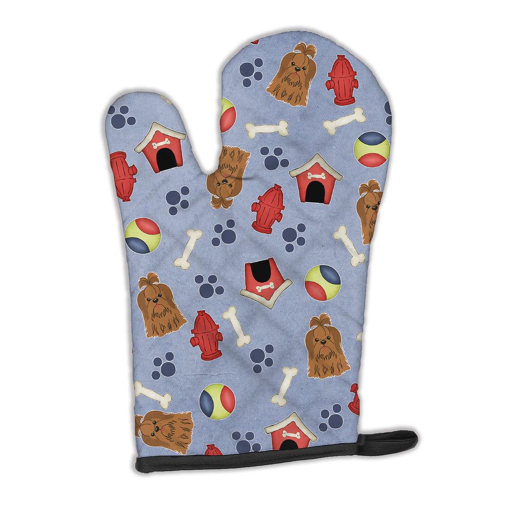 Dog House Collection Shih Tzu Silver Chocolate Oven Mitt Heat Resistant Thick Oven Mitt for Hot Pans and Oven, Kitchen Mitt Protect Hands, Cooking Baking Glove