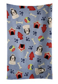 Dog House Collection Shih Tzu Black White Kitchen Towel Velour Plush Front and Cotton Loop Back Machine Washable