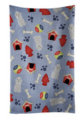 Dog House Collection Bedlington Terrier Blue Kitchen Towel Velour Plush Front and Cotton Loop Back Machine Washable