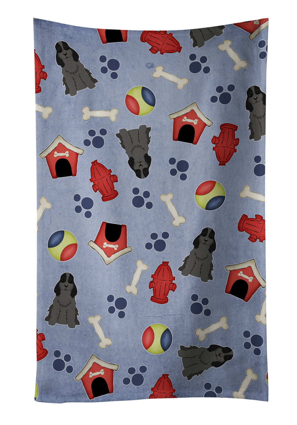Dog House Collection Cocker Spaniel Black Kitchen Towel Velour Plush Front and Cotton Loop Back Machine Washable