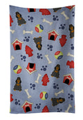 Dog House Collection Cocker Spaniel Black Tan Kitchen Towel Velour Plush Front and Cotton Loop Back Machine Washable