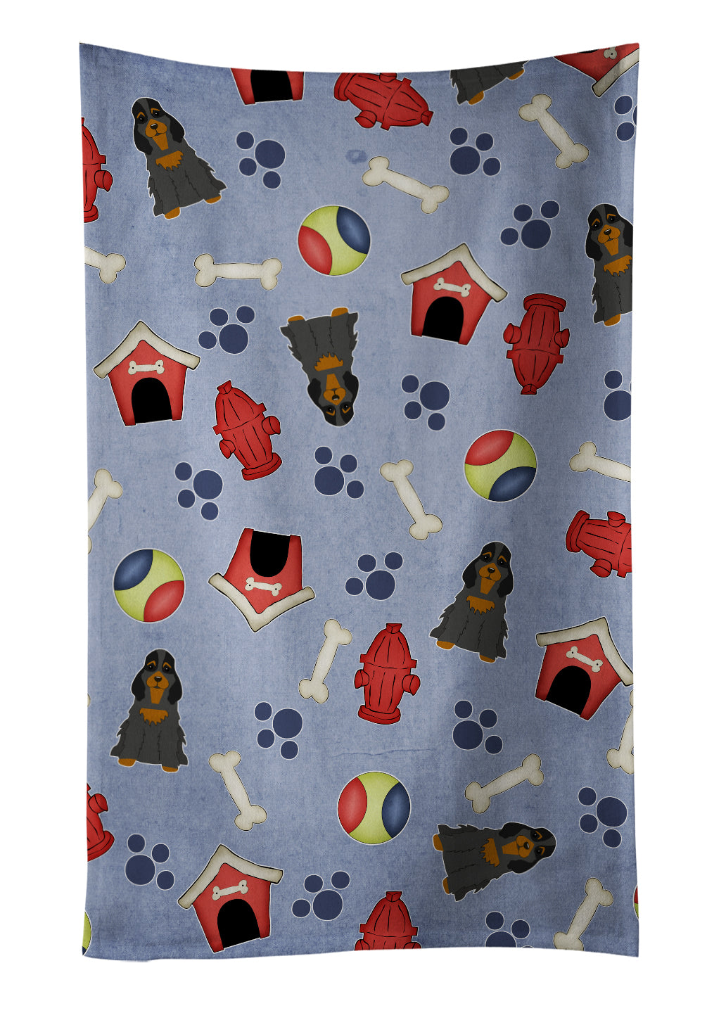 Dog House Collection Cocker Spaniel Black Tan Kitchen Towel Velour Plush Front and Cotton Loop Back Machine Washable