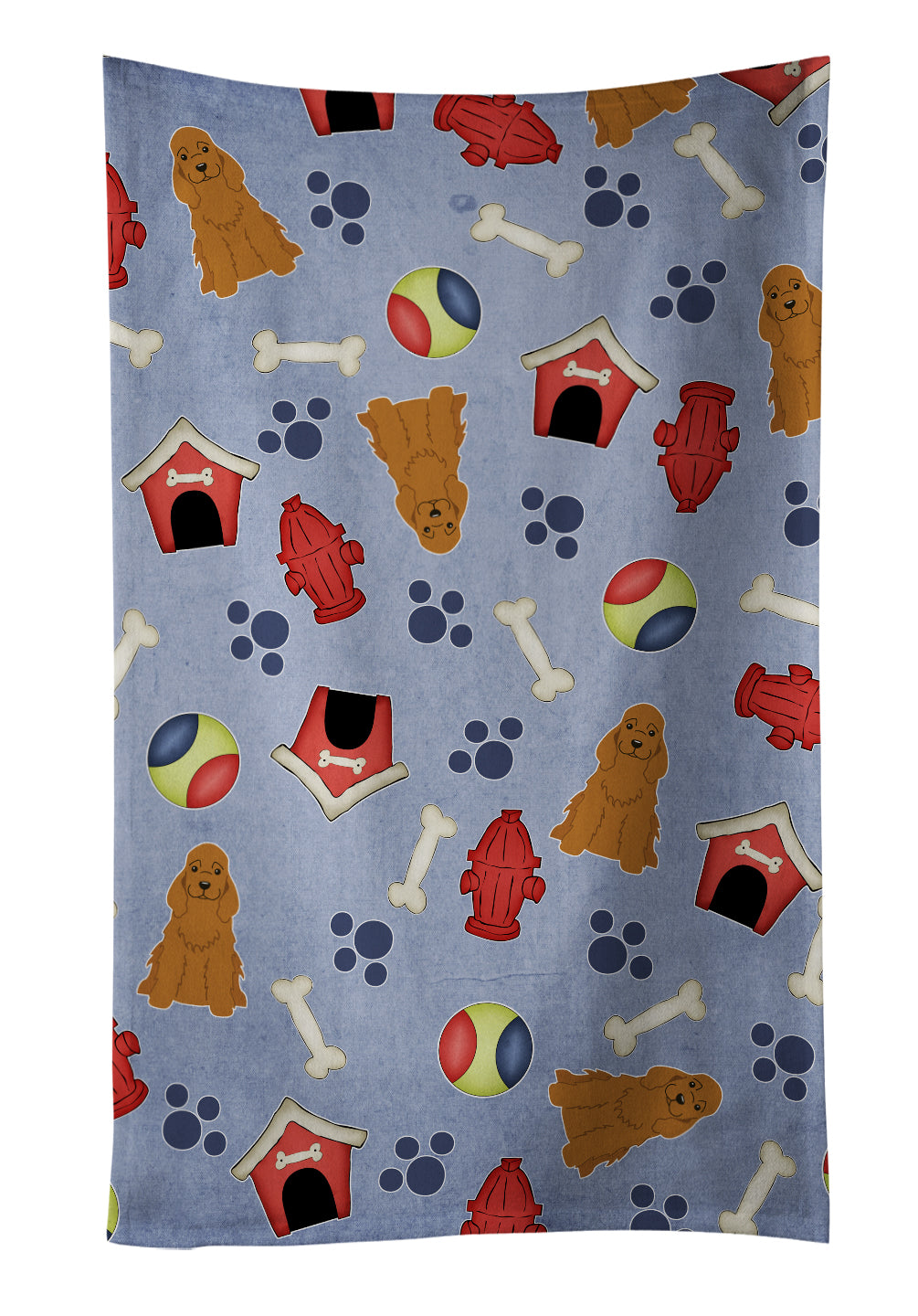 Dog House Collection Cocker Spaniel Red Kitchen Towel Velour Plush Front and Cotton Loop Back Machine Washable