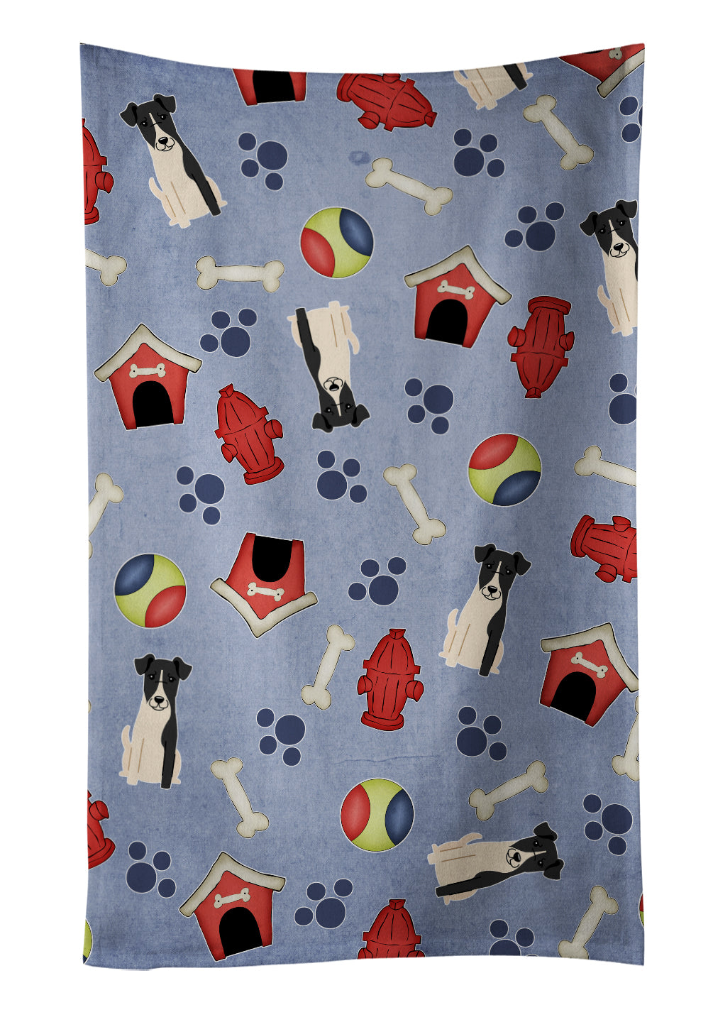 Dog House Collection Smooth Fox Terrier Kitchen Towel Velour Plush Front and Cotton Loop Back Machine Washable
