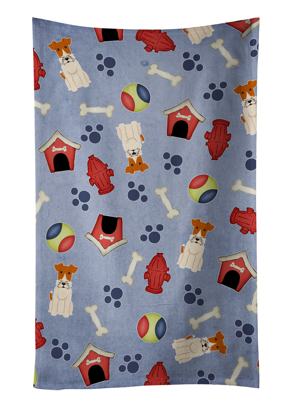 Dog House Collection Wire Fox Terrier Kitchen Towel Velour Plush Front and Cotton Loop Back Machine Washable