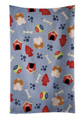 Dog House Collection Pekingese Red White Kitchen Towel Velour Plush Front and Cotton Loop Back Machine Washable