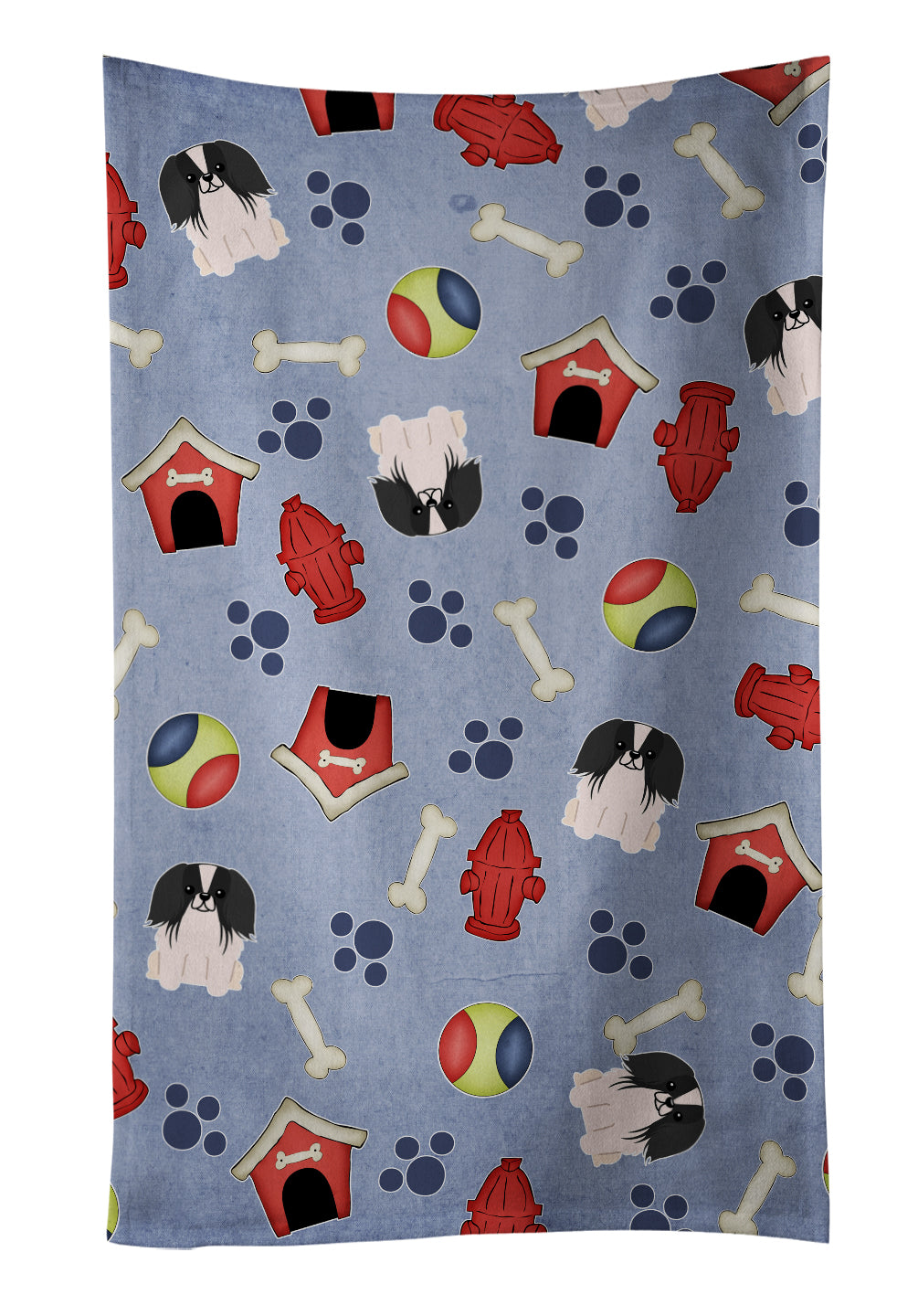 Dog House Collection Pekingese Black White Kitchen Towel Velour Plush Front and Cotton Loop Back Machine Washable