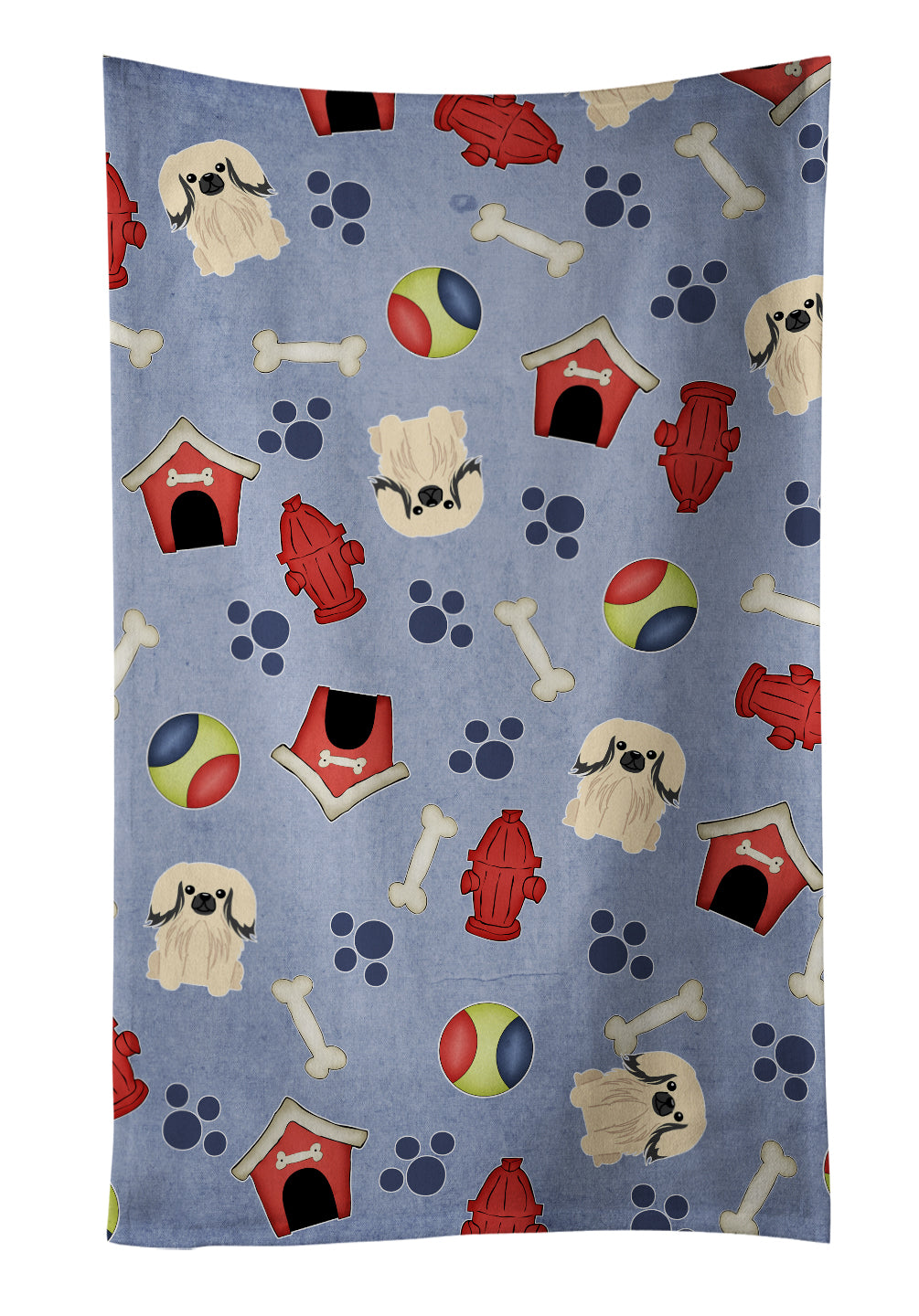 Dog House Collection Pekingese Cream Kitchen Towel Velour Plush Front and Cotton Loop Back Machine Washable