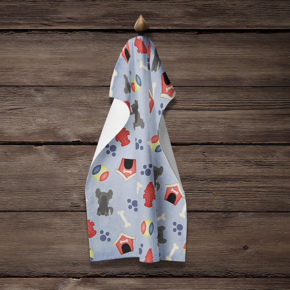 Dog House Collection Chinese Crested Black Kitchen Towel Velour Plush Front and Cotton Loop Back Machine Washable