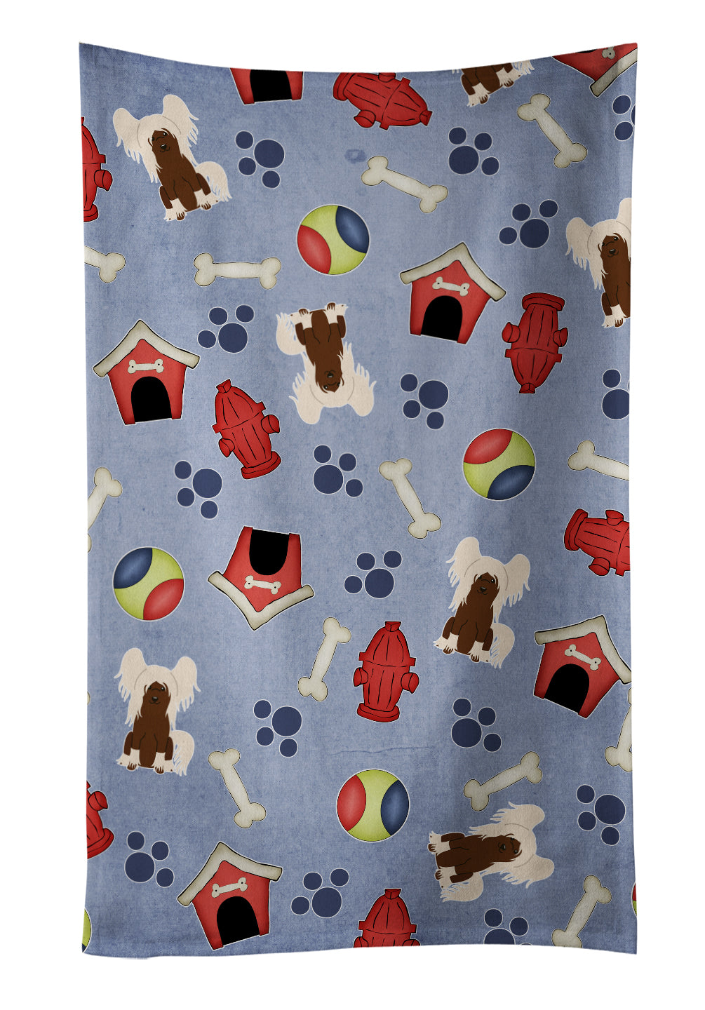 Dog House Collection Chinese Crested Cream Kitchen Towel Velour Plush Front and Cotton Loop Back Machine Washable
