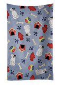 Dog House Collection White Boxer Cooper Kitchen Towel Velour Plush Front and Cotton Loop Back Machine Washable