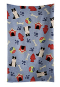 Dog House Collection Border Collie Black White Kitchen Towel Velour Plush Front and Cotton Loop Back Machine Washable