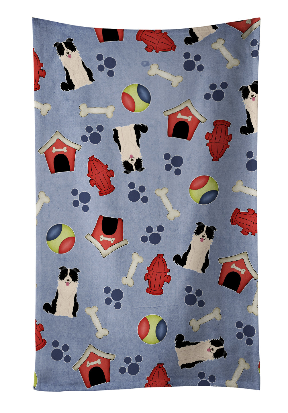 Dog House Collection Border Collie Black White Kitchen Towel Velour Plush Front and Cotton Loop Back Machine Washable