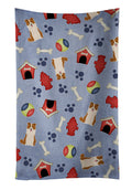 Dog House Collection Border Collie Red White Kitchen Towel Velour Plush Front and Cotton Loop Back Machine Washable