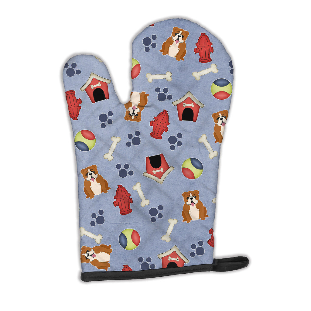 Dog House Collection English Bulldog Red White Oven Mitt Heat Resistant Thick Oven Mitt for Hot Pans and Oven, Kitchen Mitt Protect Hands, Cooking Baking Glove