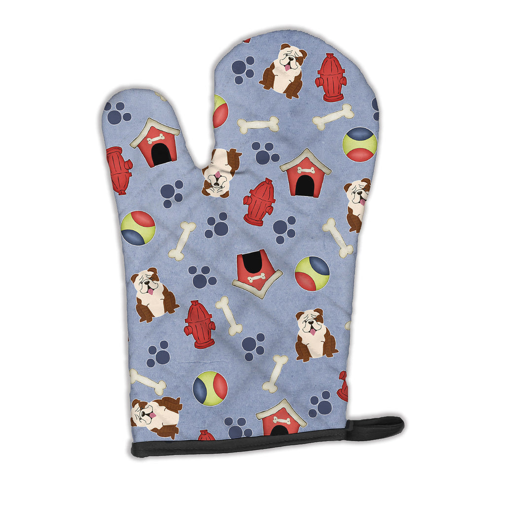 Dog House Collection English Bulldog Brindle White Oven Mitt Heat Resistant Thick Oven Mitt for Hot Pans and Oven, Kitchen Mitt Protect Hands, Cooking Baking Glove