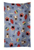 Dog House Collection English Bulldog Grey Brindle  Kitchen Towel Velour Plush Front and Cotton Loop Back Machine Washable