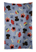 Dog House Collection Wire Haired Dachshund Black Tan Kitchen Towel Velour Plush Front and Cotton Loop Back Machine Washable