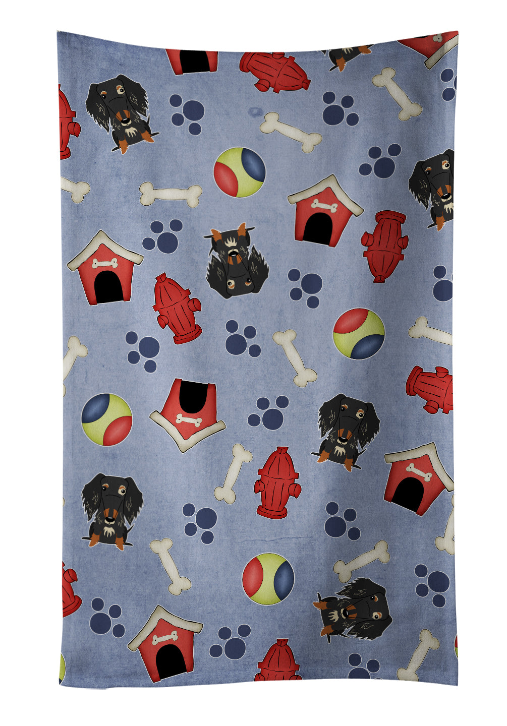Dog House Collection Wire Haired Dachshund Dapple Kitchen Towel Velour Plush Front and Cotton Loop Back Machine Washable