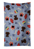 Dog House Collection Wire Haired Dachshund Chocolate Kitchen Towel Velour Plush Front and Cotton Loop Back Machine Washable