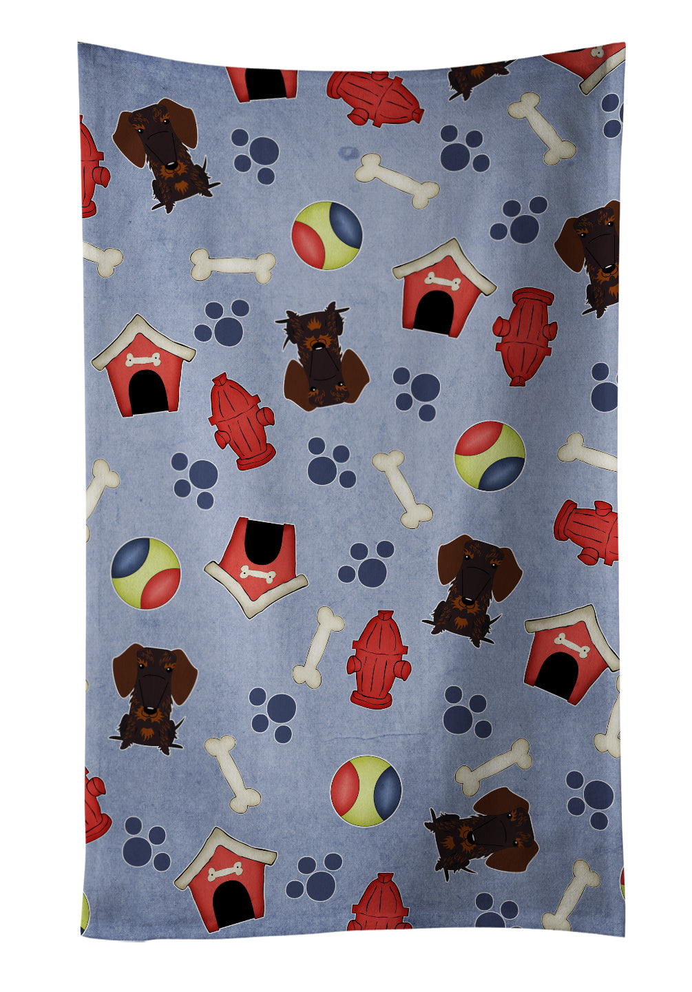 Dog House Collection Wire Haired Dachshund Chocolate Kitchen Towel Velour Plush Front and Cotton Loop Back Machine Washable