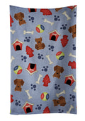 Dog House Collection Dachshund Red Brown Kitchen Towel Velour Plush Front and Cotton Loop Back Machine Washable
