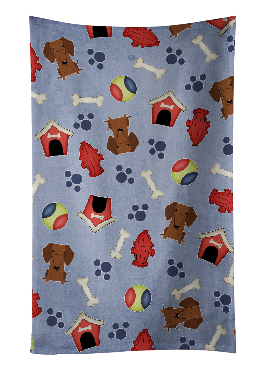 Dog House Collection Dachshund Red Brown Kitchen Towel Velour Plush Front and Cotton Loop Back Machine Washable
