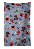 Dog House Collection Dachshund Chocolate Kitchen Towel Velour Plush Front and Cotton Loop Back Machine Washable