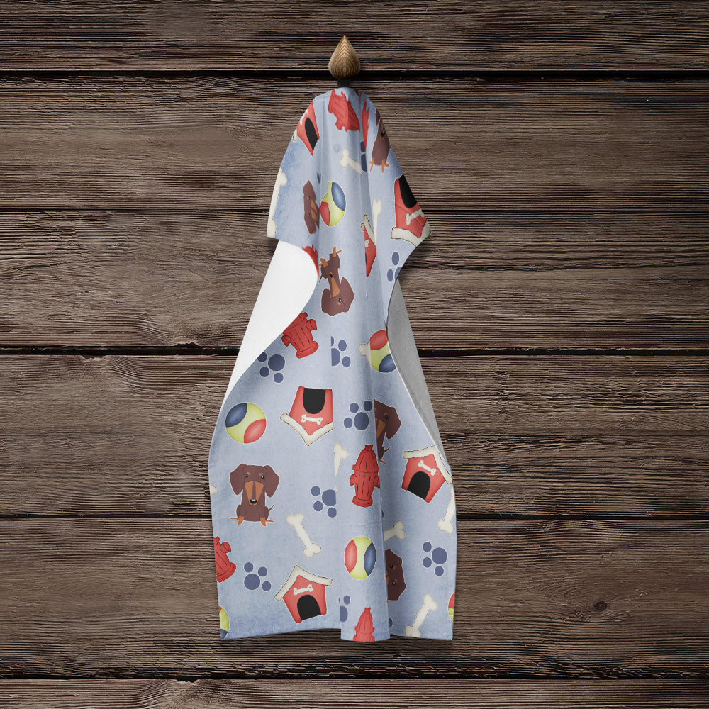 Dog House Collection Dachshund Chocolate Kitchen Towel Velour Plush Front and Cotton Loop Back Machine Washable