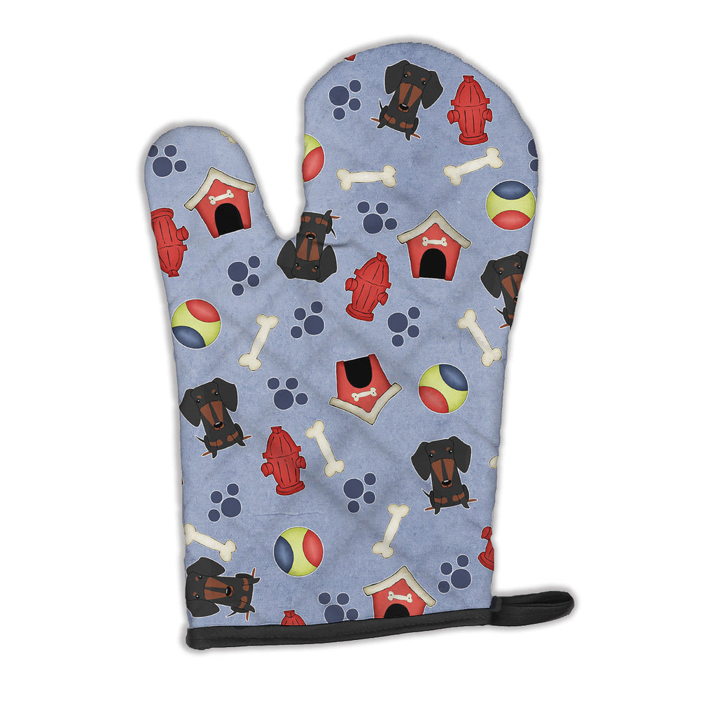 Dog House Collection Dachshund Black Tan Oven Mitt Heat Resistant Thick Oven Mitt for Hot Pans and Oven, Kitchen Mitt Protect Hands, Cooking Baking Glove