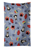 Dog House Collection Bull Terrier Black White Kitchen Towel Velour Plush Front and Cotton Loop Back Machine Washable