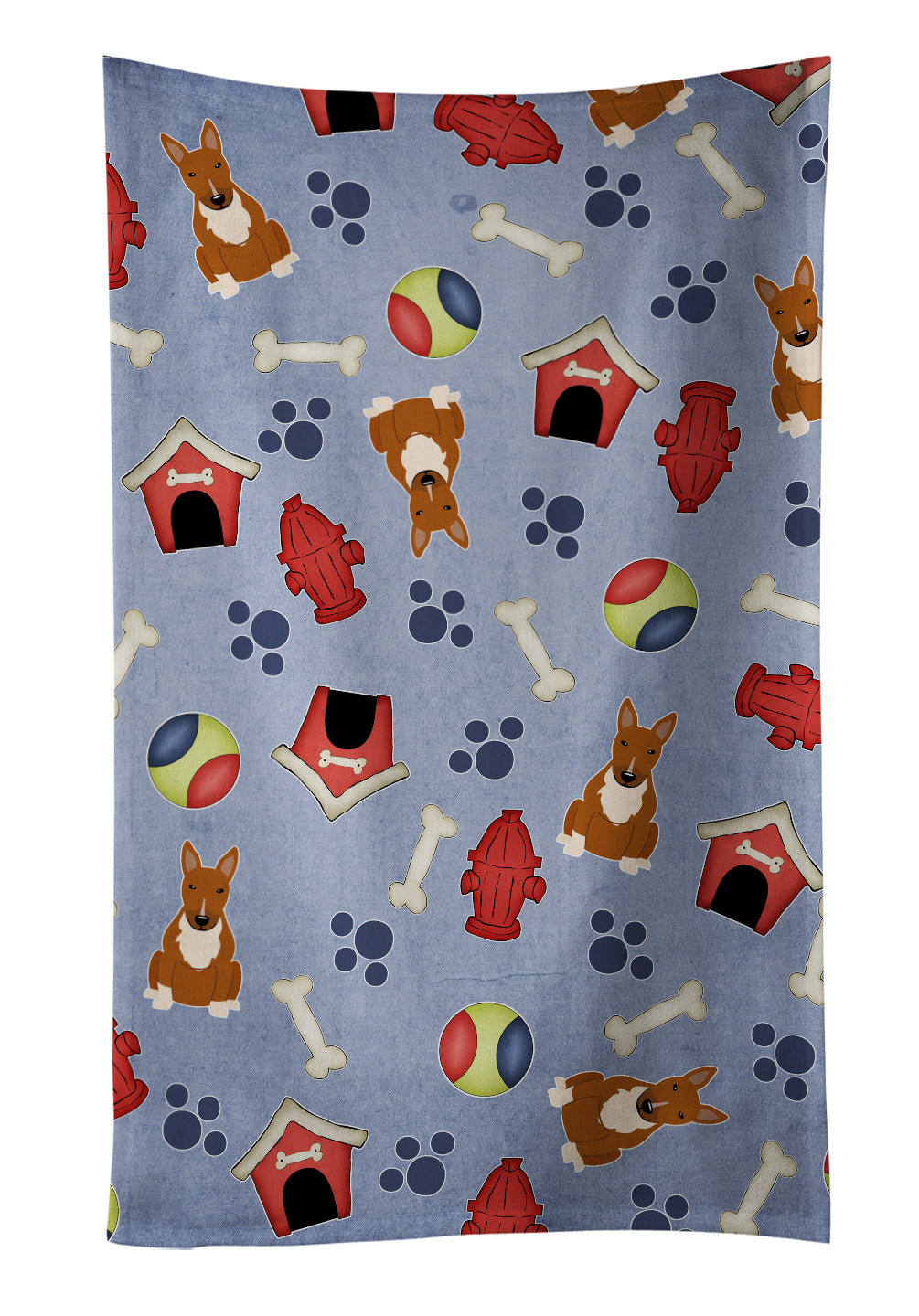 Dog House Collection Bull Terrier Red Kitchen Towel Velour Plush Front and Cotton Loop Back Machine Washable