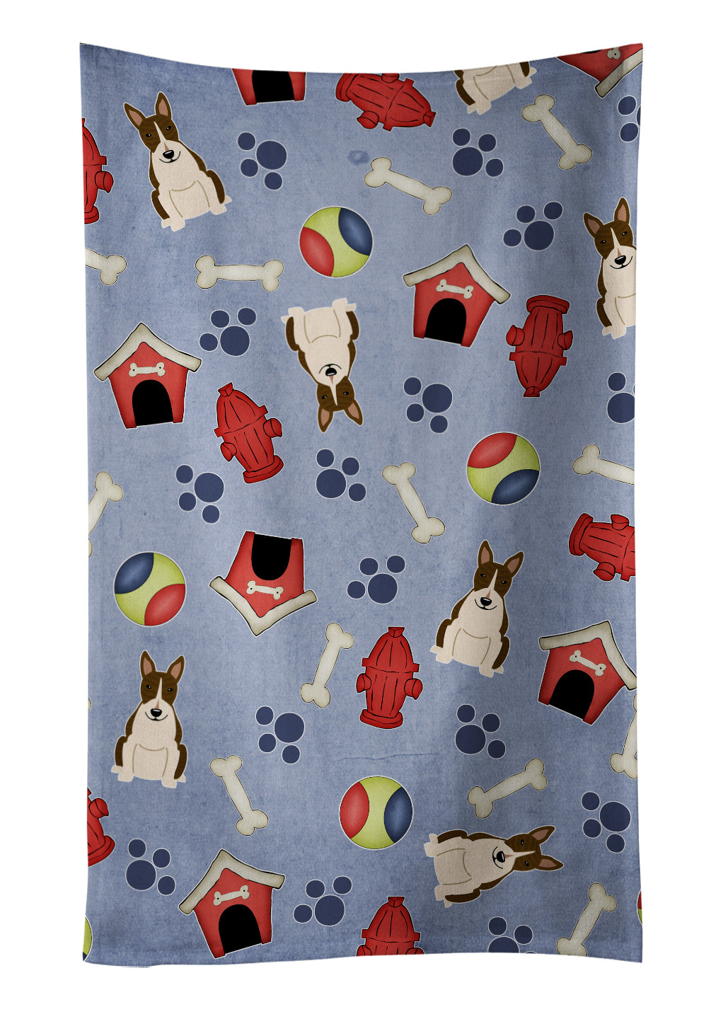 Dog House Collection Bull Terrier Dark Brindle Kitchen Towel Velour Plush Front and Cotton Loop Back Machine Washable