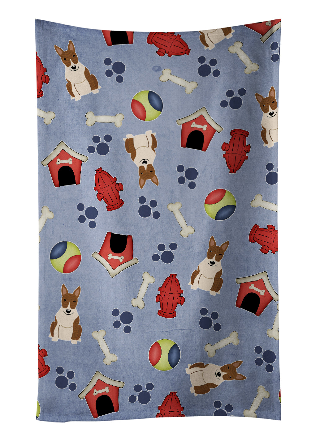 Dog House Collection Bull Terrier Brindle Kitchen Towel Velour Plush Front and Cotton Loop Back Machine Washable