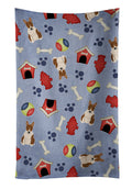 Dog House Collection Bull Terrier Brindle Kitchen Towel Velour Plush Front and Cotton Loop Back Machine Washable