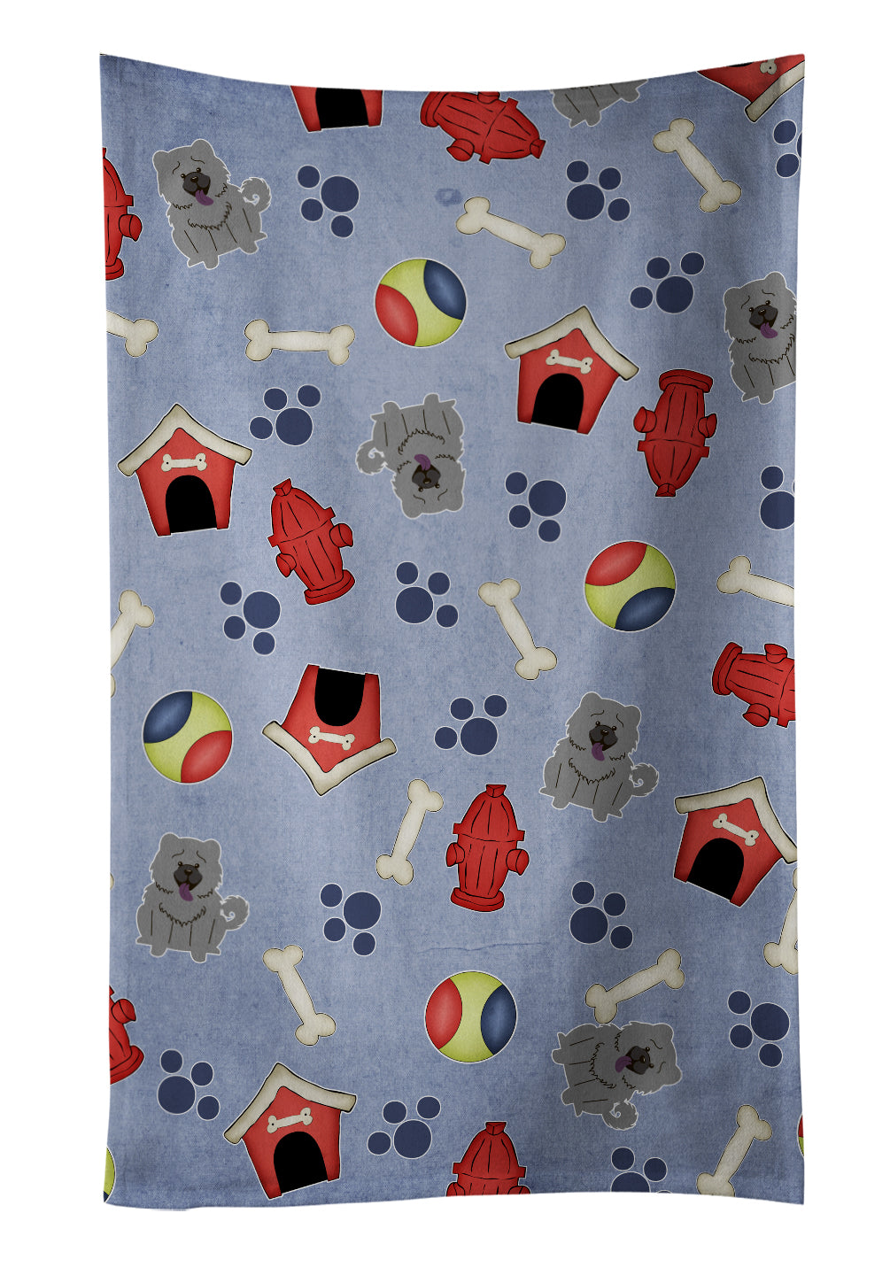 Dog House Collection Chow Chow Blue Kitchen Towel Velour Plush Front and Cotton Loop Back Machine Washable