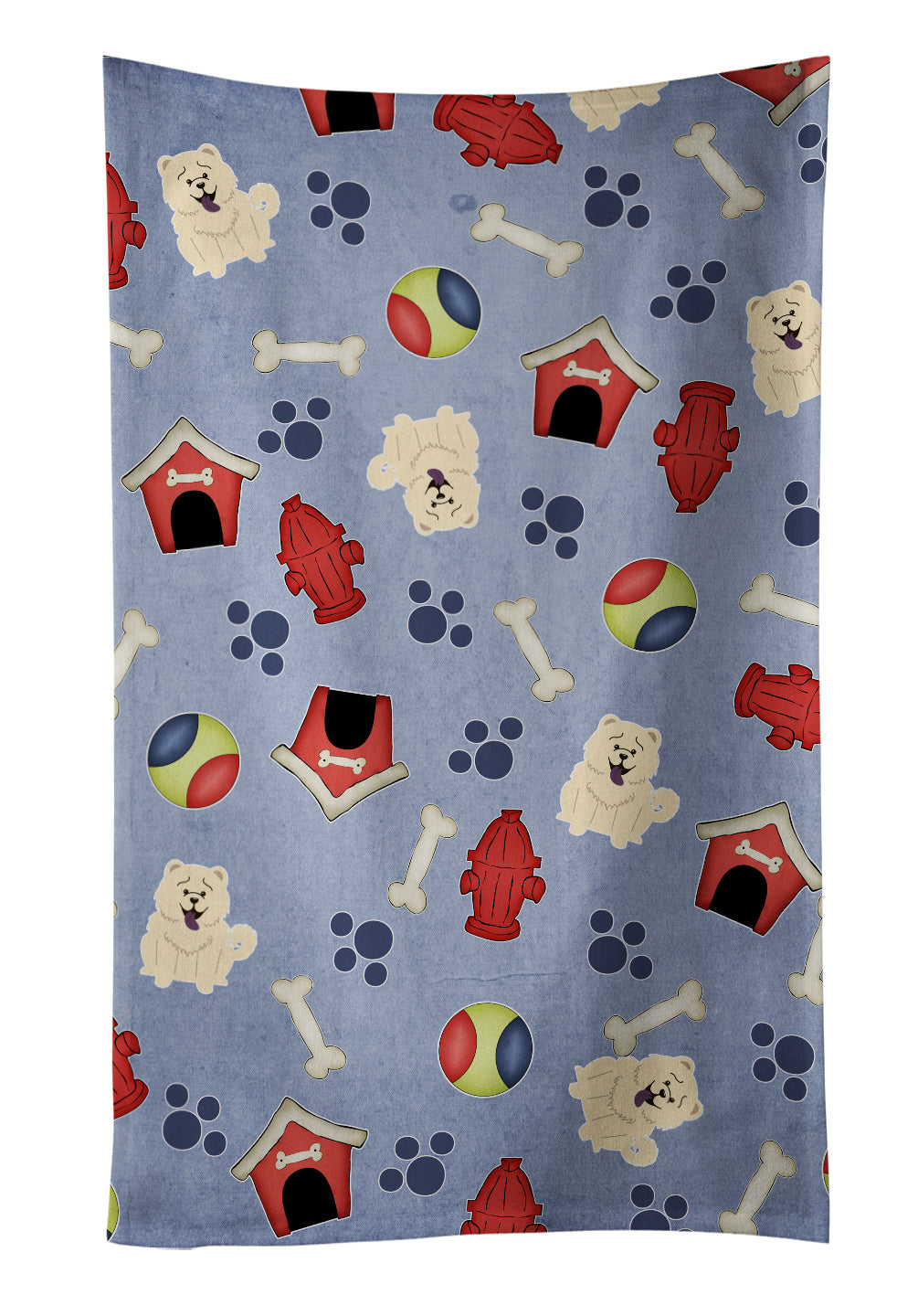 Dog House Collection Chow Chow White Kitchen Towel Velour Plush Front and Cotton Loop Back Machine Washable