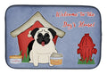 Dog House Collection Pug Cream Dish Drying Mat Absorbent Dish Drying Mat Pad for Kitchen Counter Dish Drainer Mat for Countertop, 14 x 21", Multicolor