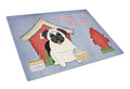 Dog House Collection Pug Cream Cutting Board Tempered Glass Kitchen Cutting Surface, Heat Resistant Chopping, Non-Slip Feet, Food Prep & Serving