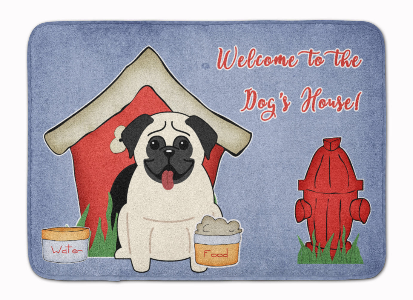 Dog House Collection Pug Cream Memory Foam Kitchen Mat Machine Washable Anti-Fatigue Cushion Comfort Bath or Kitchen Rug
