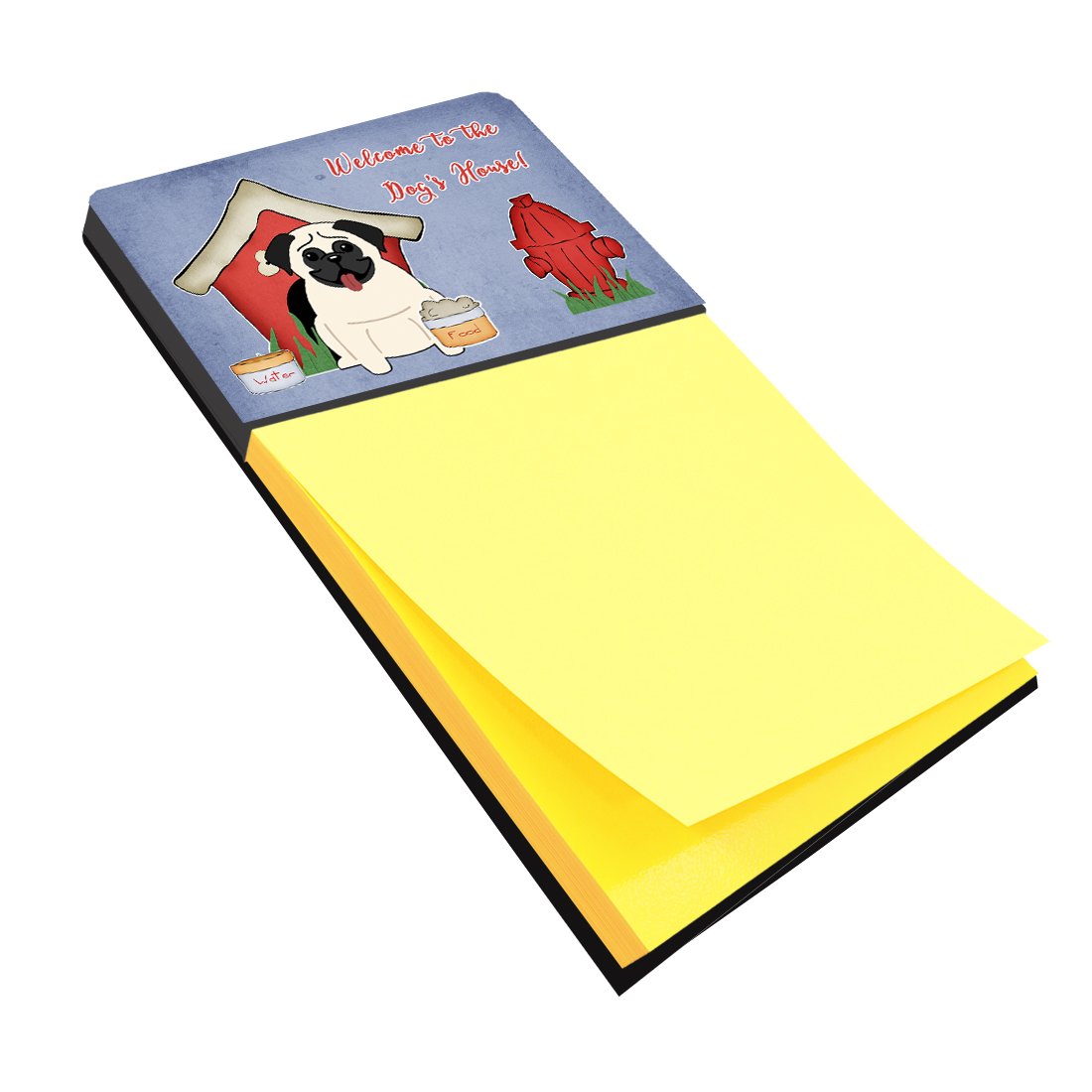 Dog House Collection Pug Cream Watercolor Sticky Note Holder Refillable Dispenser Desk Accessory 3x3 Pad Gift