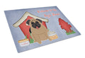 Dog House Collection Pug Brown Cutting Board Tempered Glass Kitchen Cutting Surface, Heat Resistant Chopping, Non-Slip Feet, Food Prep & Serving