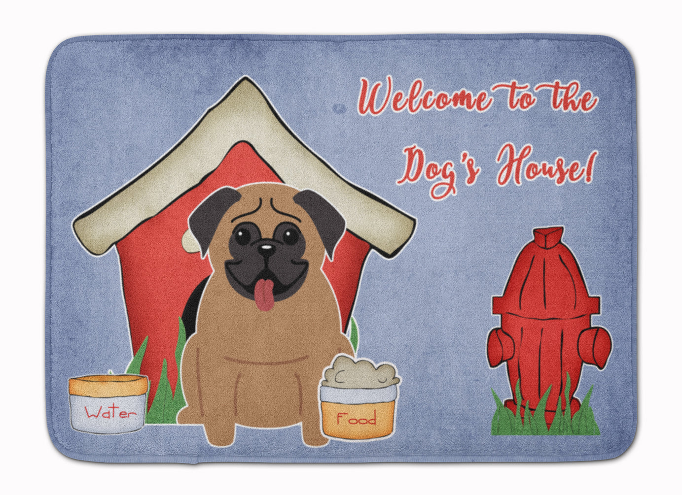 Dog House Collection Pug Brown Memory Foam Kitchen Mat Machine Washable Anti-Fatigue Cushion Comfort Bath or Kitchen Rug