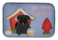 Dog House Collection Pug Black Dish Drying Mat Absorbent Dish Drying Mat Pad for Kitchen Counter Dish Drainer Mat for Countertop, 14 x 21", Multicolor