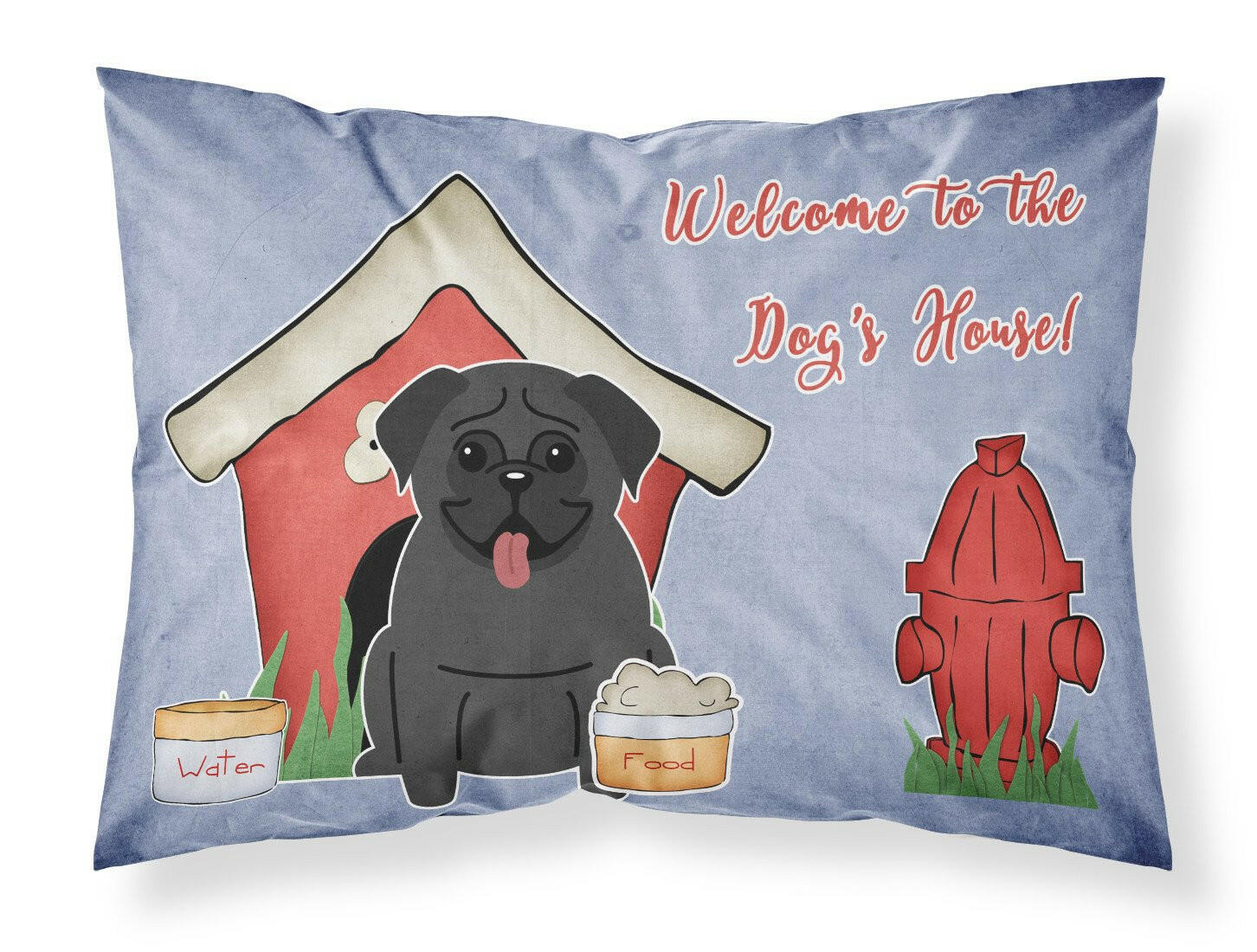 Dog House Collection Pug Black Standard Pillowcase Lightweight Super Soft Easy Care Decorative Artwork Pillowcase, Standard