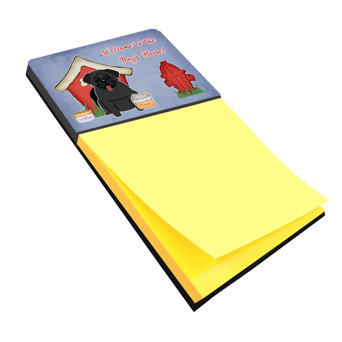 Dog House Collection Pug Black Watercolor Sticky Note Holder Refillable Dispenser Desk Accessory 3x3 Pad Gift